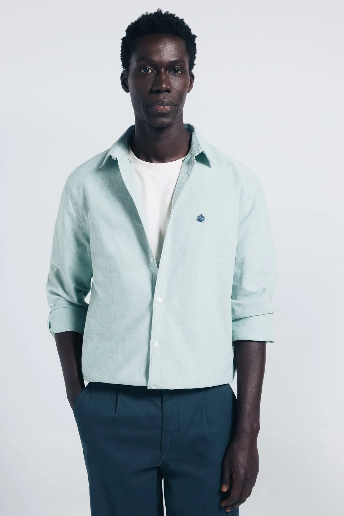 Springfield Camisas-Camisa Oxford verde