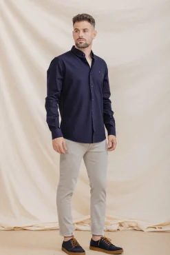 Celopman Camisas-Camisa Oxford azul