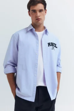 Springfield Camisas-Camisa Oxford bordada azul