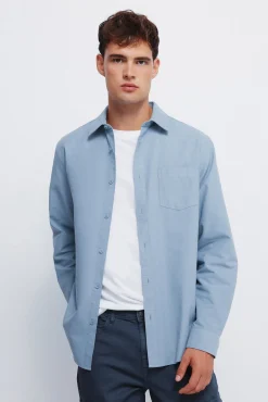 Springfield Camisas-Camisa Oxford colorida azul