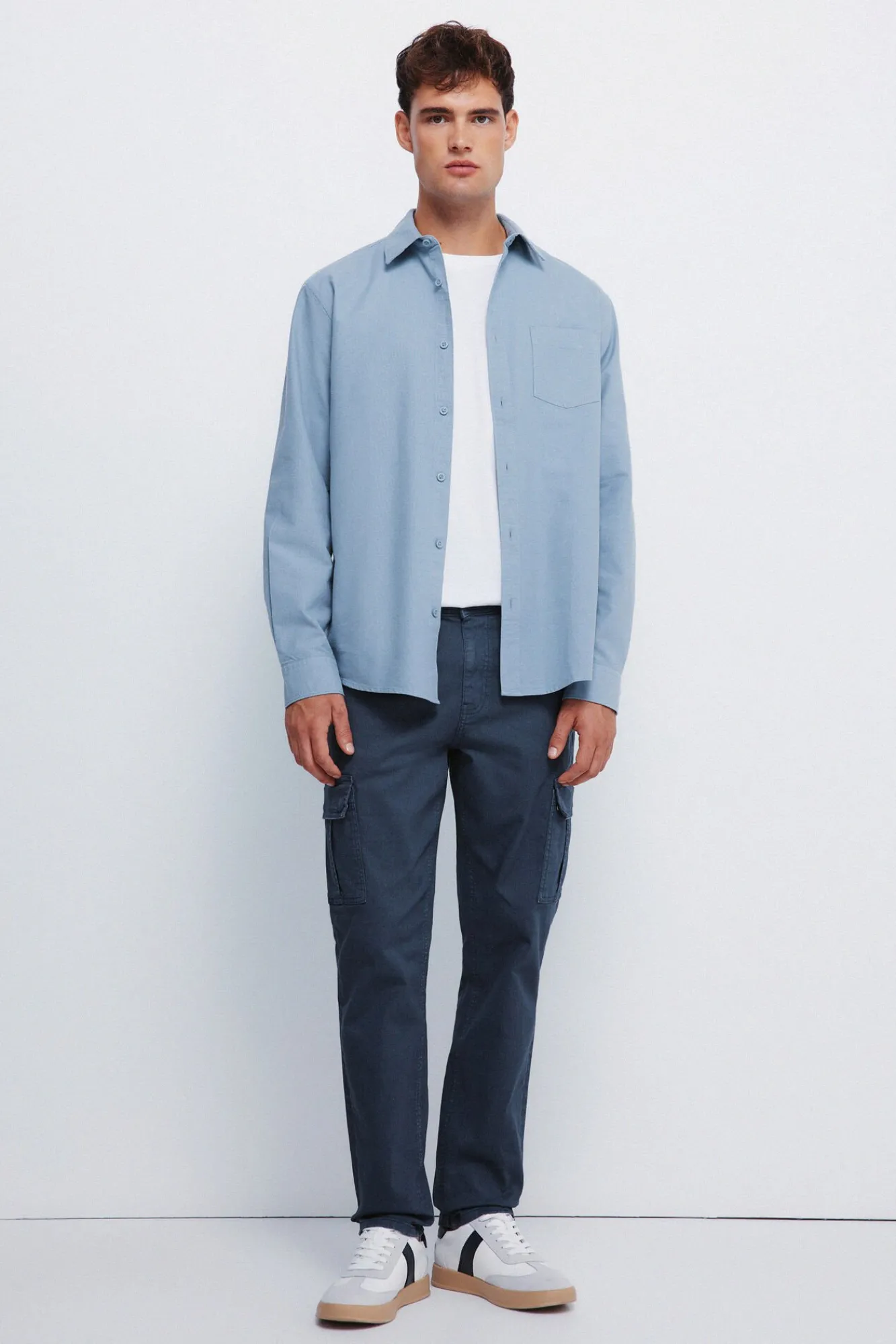 Springfield Camisas-Camisa Oxford colorida azul