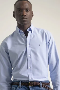 PuroEGO Camisas-Camisa oxford de algodão slim fit Azul