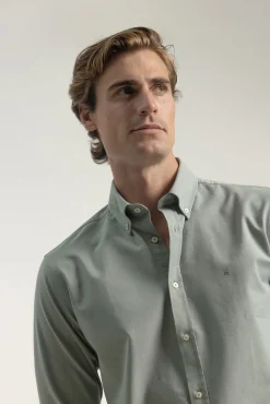 PuroEGO Camisas-Camisa oxford de algodão slim fit Verde