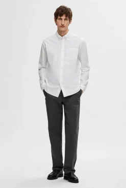 Selected Camisas-Camisa Oxford de corte regular Branco