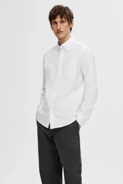 Selected Camisas-Camisa Oxford de corte regular Branco