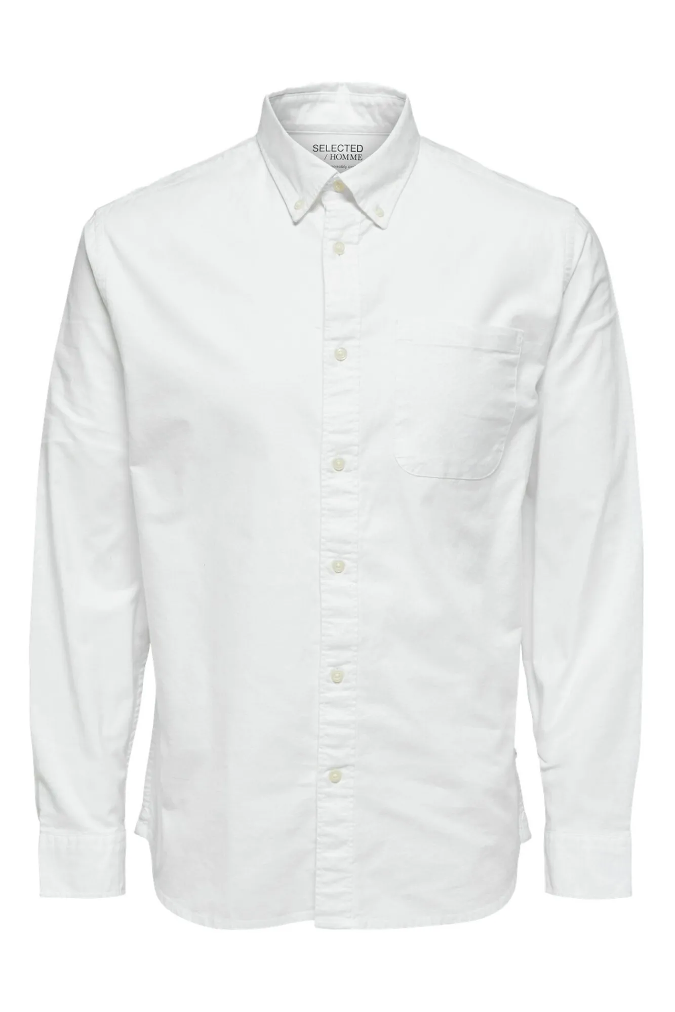 Selected Camisas-Camisa Oxford de corte regular Branco
