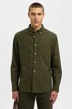 Selected Camisas-Camisa Oxford de corte regular Verde