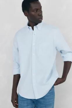 Pedro del Hierro Camisas-Camisa Oxford Lisa Escovada Azul