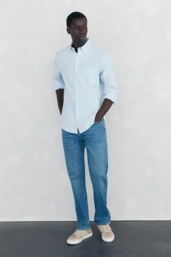 Pedro del Hierro Camisas-Camisa Oxford Lisa Escovada Azul