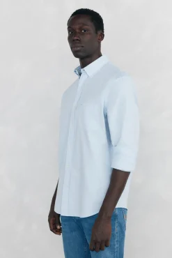 Pedro del Hierro Camisas-Camisa Oxford Lisa Escovada Azul