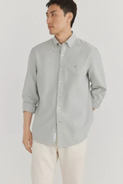 Pedro del Hierro Camisas-Camisa oxford liso e icônica Verde