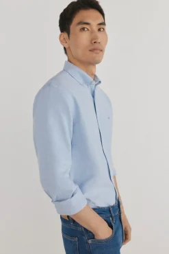 Pedro del Hierro Camisas-Camisa oxford liso e icônica Azul
