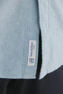 Pedro del Hierro Camisas-Camisa oxford liso e icônica Turquesa