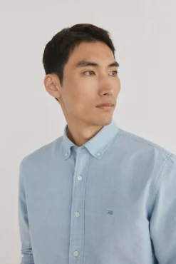 Pedro del Hierro Camisas-Camisa oxford liso e icônica Turquesa