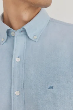 Pedro del Hierro Camisas-Camisa oxford liso e icônica Turquesa