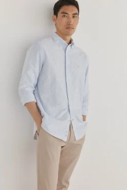 Pedro del Hierro Camisas-Camisa Oxford Listrada Candela Icônica Azul