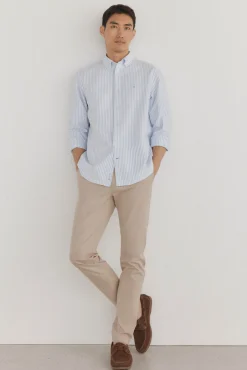 Pedro del Hierro Camisas-Camisa Oxford Listrada Candela Icônica Azul