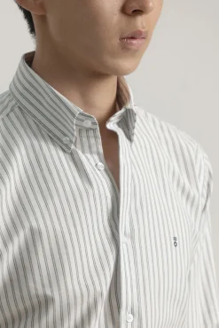 PuroEGO Camisas-Camisa oxford listrada de algodão slim Impress&atilde;o