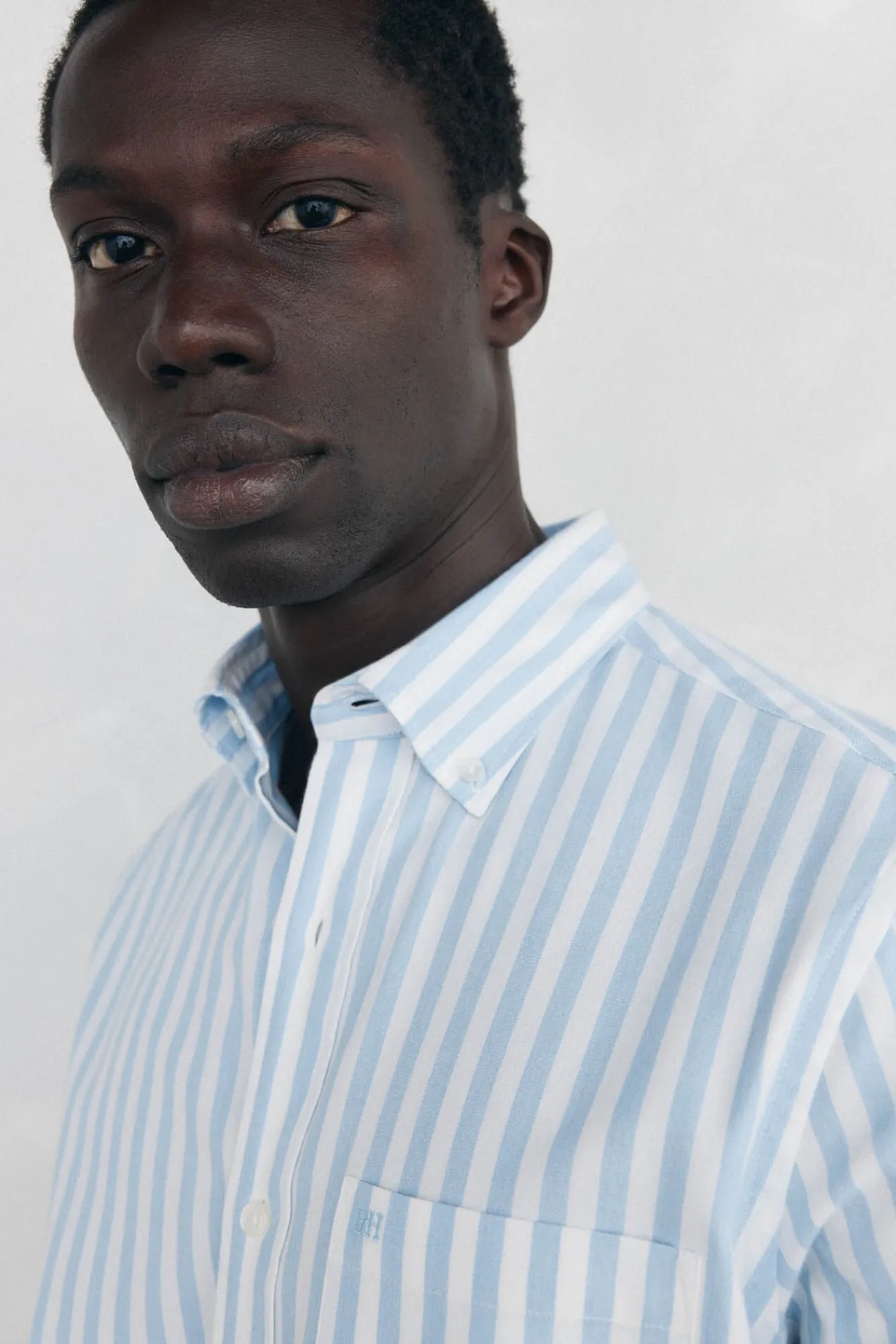 Pedro del Hierro Camisas-Camisa Oxford Riscas Escovada Azul