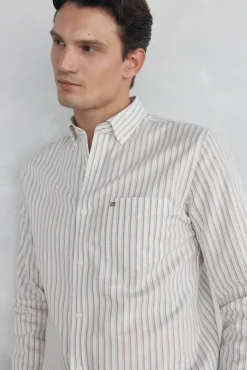 Pedro del Hierro Camisas-Camisa oxford riscas sem ferro Beige