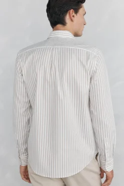 Pedro del Hierro Camisas-Camisa oxford riscas sem ferro Beige