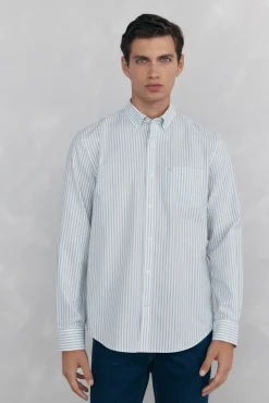 Pedro del Hierro Camisas-Camisa oxford riscas sem ferro Azul
