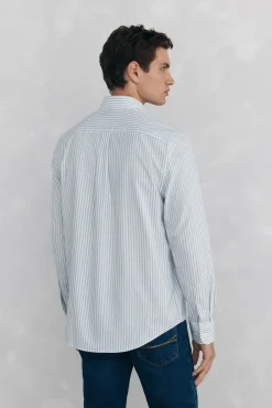 Pedro del Hierro Camisas-Camisa oxford riscas sem ferro Azul