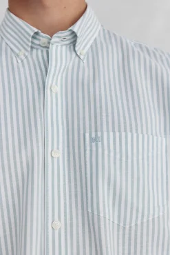 Pedro del Hierro Camisas-Camisa oxford riscas sem ferro Azul