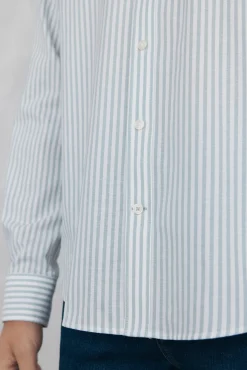 Pedro del Hierro Camisas-Camisa oxford riscas sem ferro Azul