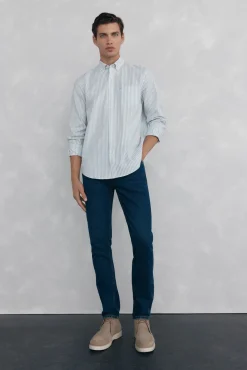 Pedro del Hierro Camisas-Camisa oxford riscas sem ferro Azul