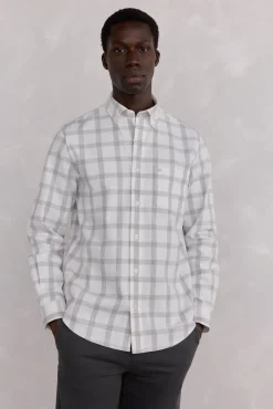 Pedro del Hierro Camisas-Camisa Oxford Xadrez Escovada Cizento