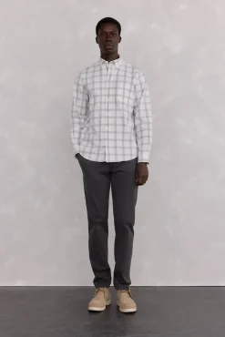 Pedro del Hierro Camisas-Camisa Oxford Xadrez Escovada Cizento