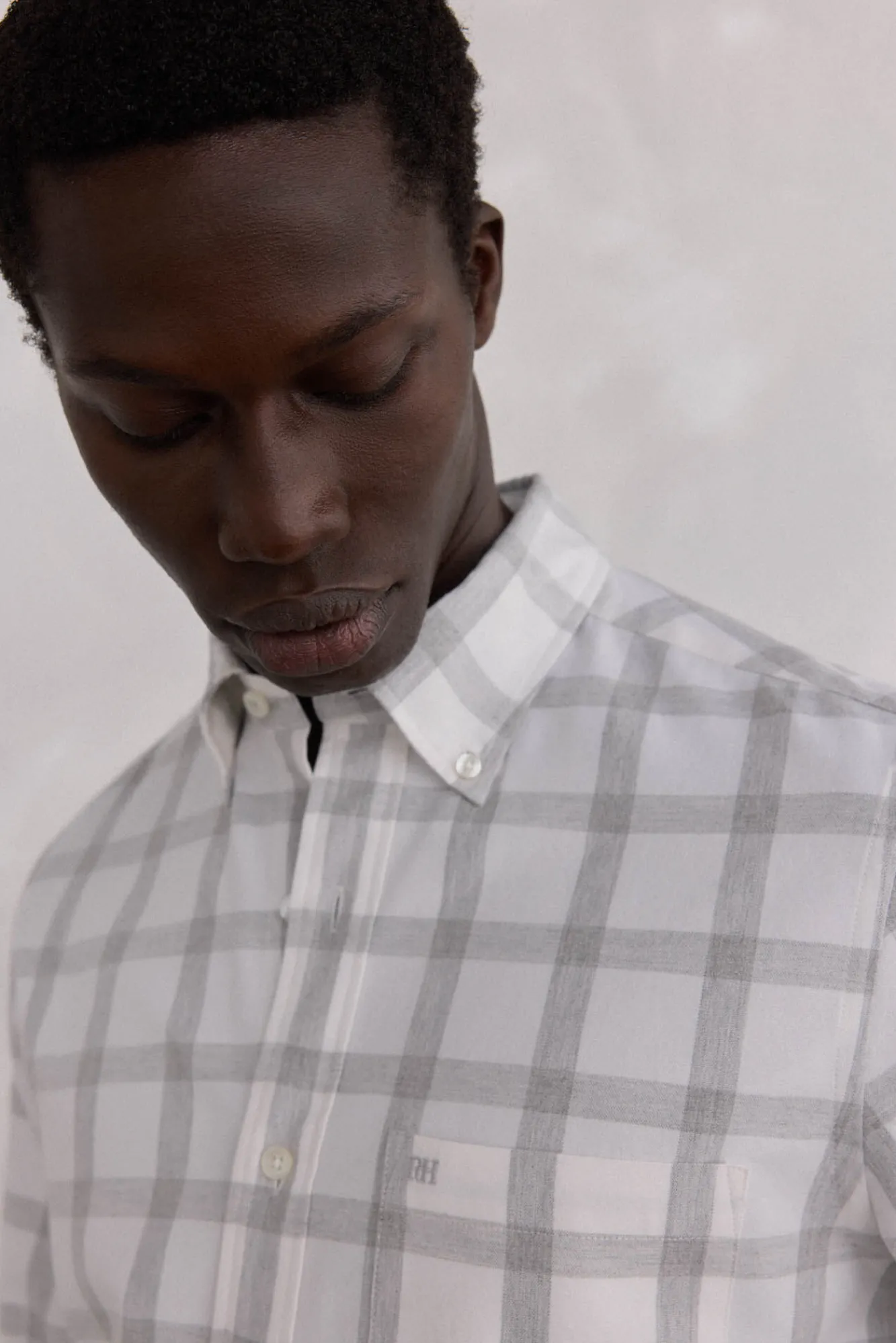 Pedro del Hierro Camisas-Camisa Oxford Xadrez Escovada Cizento
