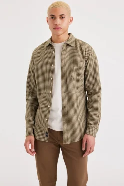 Dockers Camisas-Camisa para homem Icon Slim Fit com botões Castanho