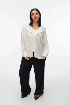 Vero Moda Curve Blusas-Camisa plus size com gola folho Branco