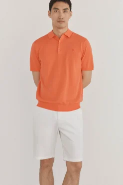 Pedro del Hierro Polos|Camisolas-Camisa polo de algodão de manga curta premium Laranja
