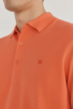 Pedro del Hierro Polos|Camisolas-Camisa polo de algodão de manga curta premium Laranja