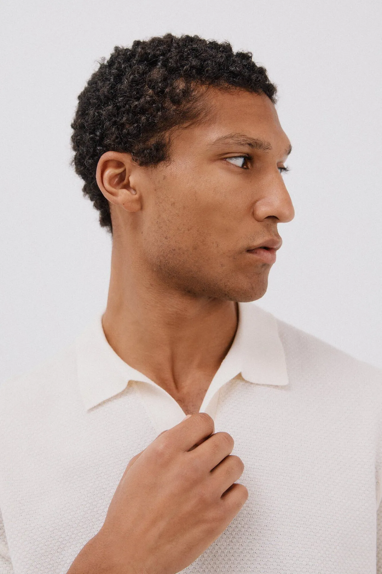 Cortefiel Polos-Camisa polo de algodão estruturada de manga curta Branco