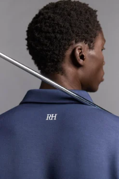 Pedro del Hierro Polos|Sobretudos-Camisa polo de golfe de manga comprida liso Azul