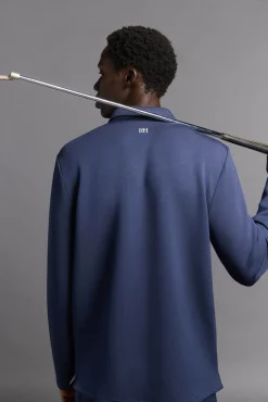 Pedro del Hierro Polos|Sobretudos-Camisa polo de golfe de manga comprida liso Azul