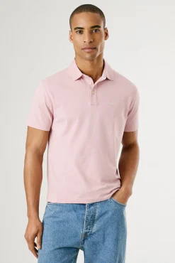 Pepe Jeans Polos-Camisa polo de manga curta com carcela tripla e logo no peito rosa