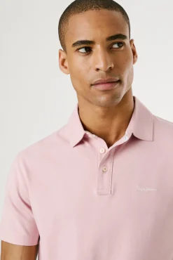 Pepe Jeans Polos-Camisa polo de manga curta com carcela tripla e logo no peito rosa