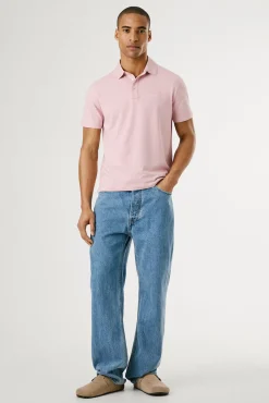 Pepe Jeans Polos-Camisa polo de manga curta com carcela tripla e logo no peito rosa