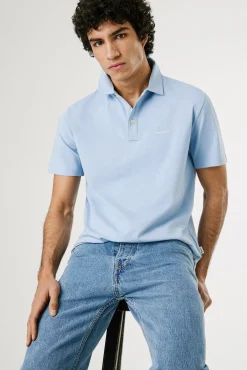 Pepe Jeans Polos-Camisa polo de manga curta com carcela tripla e logo no peito azul