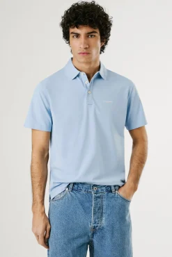 Pepe Jeans Polos-Camisa polo de manga curta com carcela tripla e logo no peito azul