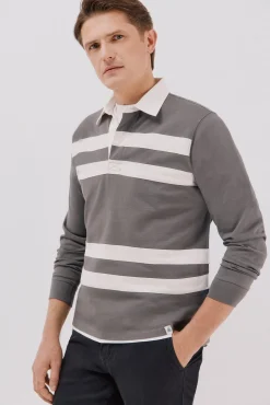 Cortefiel Polos-Camisa polo de rugby riscas Cinzento