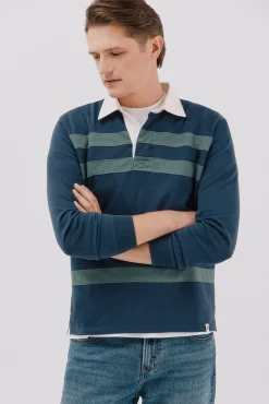 Cortefiel Polos-Camisa polo de rugby riscas Azul