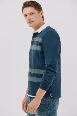 Cortefiel Polos-Camisa polo de rugby riscas Azul