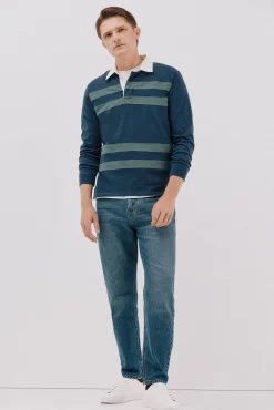 Cortefiel Polos-Camisa polo de rugby riscas Azul