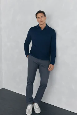 Pedro del Hierro Polos-Camisa polo manga comprida mercerizada Azul